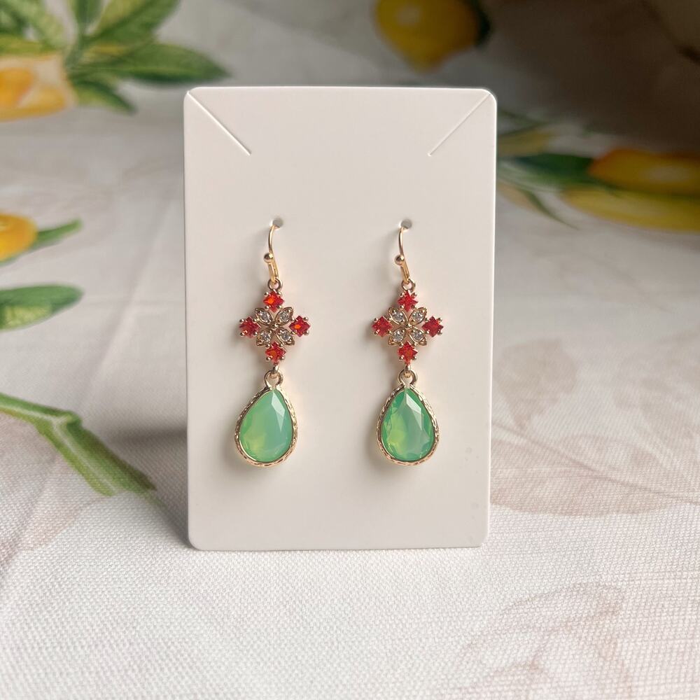 Chalcedony Opal Orange Quartz Crystal Glass Cross Shaped Boho Casual Earrings